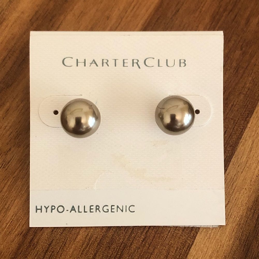 Charter Club | Taupe Faux Pearl Studs | 5mm